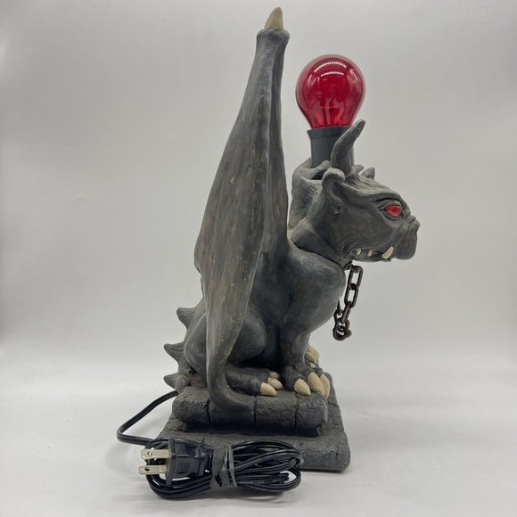 Gothic‎ Winged Gargoyle Statue Lamp 12” Light Halloween Decor Prototype Unique - Picture 6 of 6